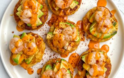 Hash browns with Avocado and Shrimp
