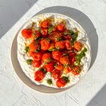Burrata with Roasted Tomatoes & Pistachio Basil Pesto Eva Koper