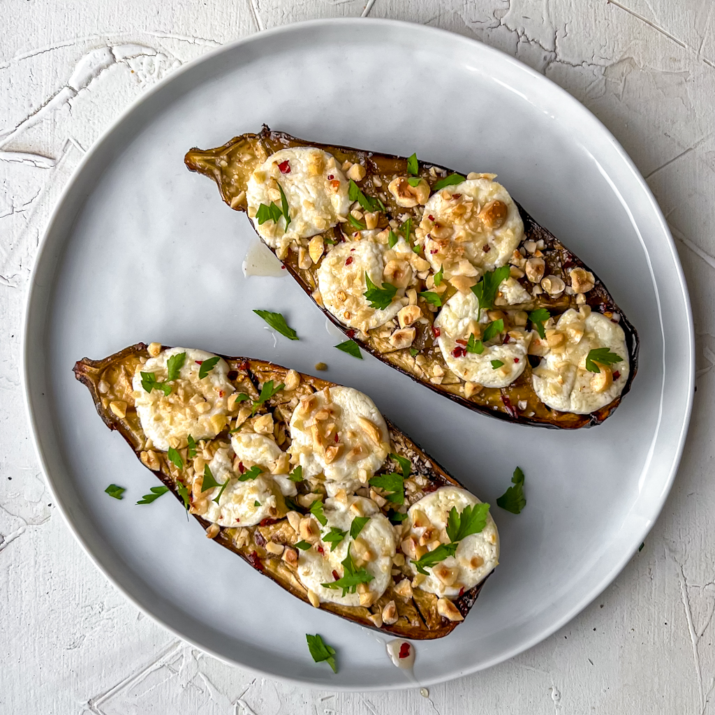 Honey Goat Cheese Roasted Aubergine - Eva Koper - Foodie