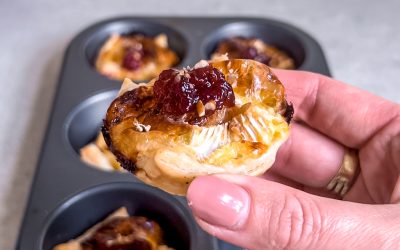 Camembert puff pastry with cranberry and pecan nuts
